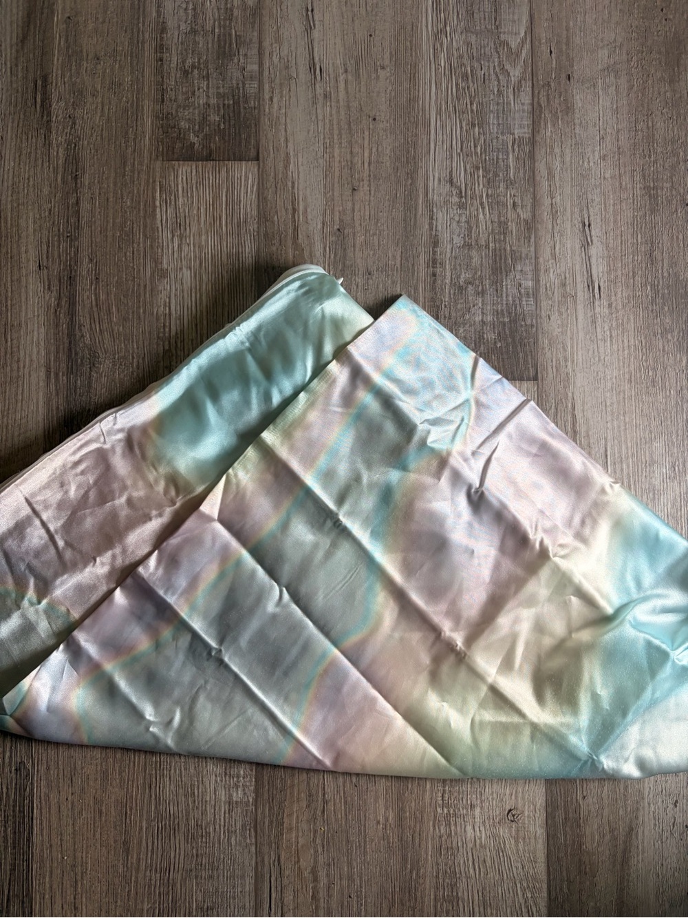 Kitsch Pastel Satin Scarf in Mint, Light Blue, Cream